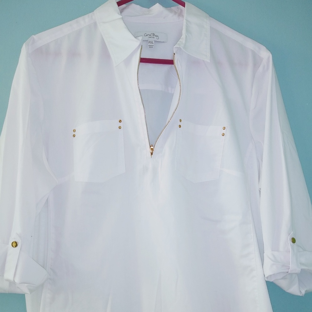 NWT  Coral Bay Petite white blouse